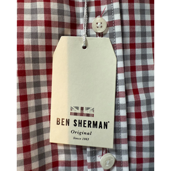 Ben Sherman Mens Long Sleeve Shirt Size XL Red Plaid Button Up Collar NWT - Picture 8 of 12